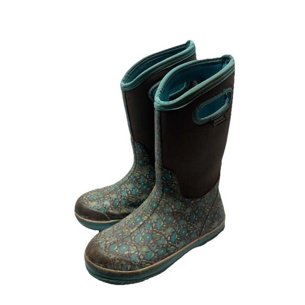 Bogs Floral Sweet Pea Classic Insulated Rain Boots Youth Size 5